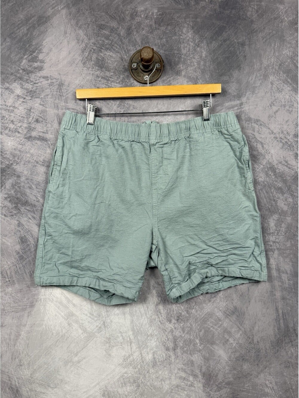 Free Fly Stretch Canvas Shorts Mens XL Green Elastic Waist Drawstring Bamboo